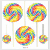 Levendige Regenboog Swirl Lollipop Stickers (Vel)