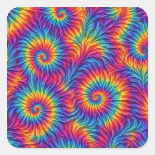Levendige Regenboog Tie-Dye Draaikolk Sticker (Voorkant)