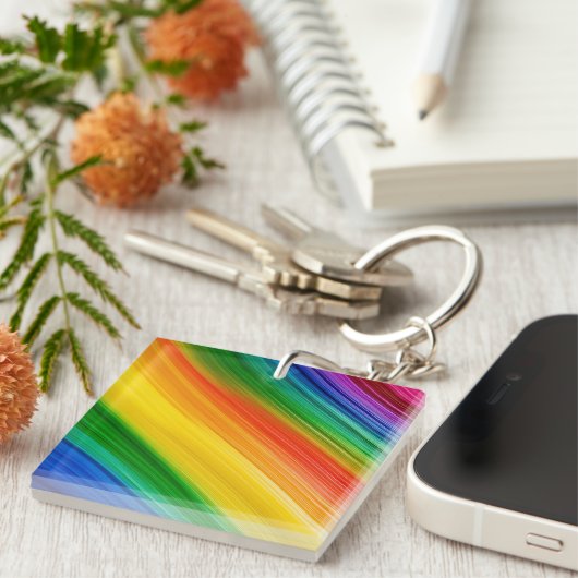 Levendige Regenboog van Kleuren Sleutelhanger (Voorkant Rechts)