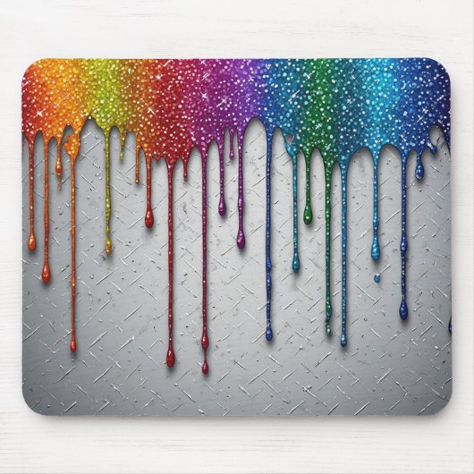 Levendige Regenboog Verf Druppels Muismat (Voorkant)