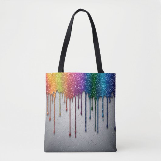 Levendige Regenboog Verf Druppels Tote Bag (Voorkant)