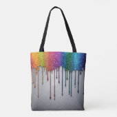 Levendige Regenboog Verf Druppels Tote Bag (Achterkant)