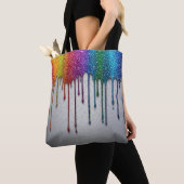 Levendige Regenboog Verf Druppels Tote Bag (Dichtbij)