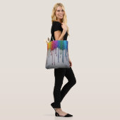 Levendige Regenboog Verf Druppels Tote Bag (Op model)