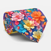 Levendige regenboog Waterverf bloemenpatroon Stropdas (Opgerold)