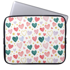 Levendige Regenboog Waterverf Harten Laptop Sleeve