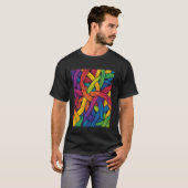 Levendige Regenboog Weef Trots T-shirt (Voorkant volledig)