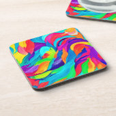 Levendige regenboog wervelt Abstracte kunst Bier Onderzetter (Linkerzijde)
