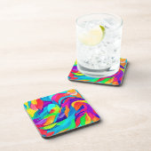 Levendige regenboog wervelt Abstracte kunst Bier Onderzetter (Rechterzijde)