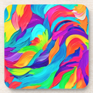 Levendige regenboog wervelt Abstracte kunst Bier Onderzetter