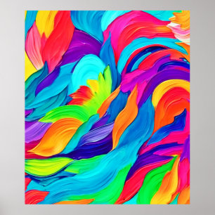 Levendige regenboog wervelt Abstracte kunst Poster