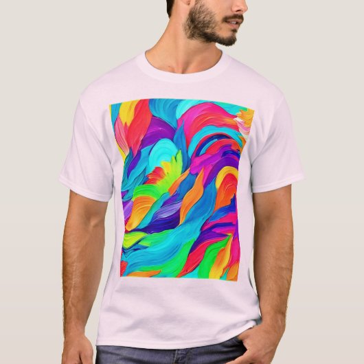 Levendige regenboog wervelt Abstracte kunst T-shirt (Voorkant)