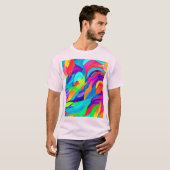 Levendige regenboog wervelt Abstracte kunst T-shirt (Voorkant volledig)