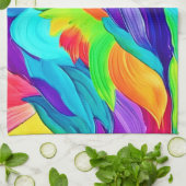 Levendige regenboog wervelt Abstracte kunst Theedoek (Gevouwen)