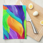 Levendige regenboog wervelt Abstracte kunst Theedoek (Quarter Fold)