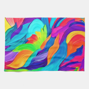 Levendige regenboog wervelt Abstracte kunst Theedoek