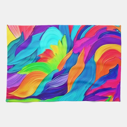 Levendige regenboog wervelt Abstracte kunst Theedoek (Horizontaal)