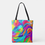 Levendige regenboog wervelt Abstracte kunst Tote Bag (Achterkant)