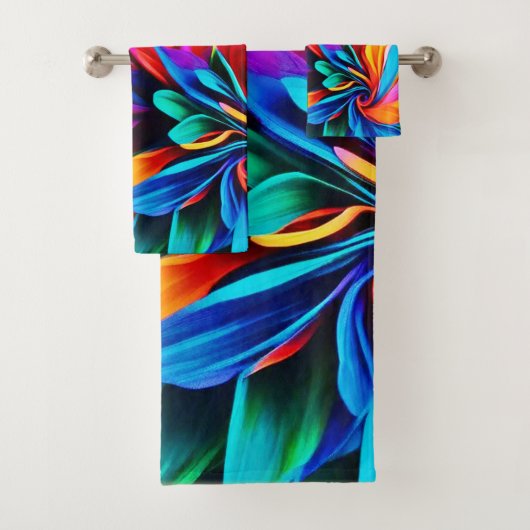 Levendige regenboogbloem Abstract Bad Handdoek (Insitu)
