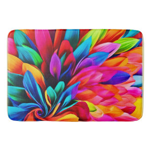 Levendige regenboogbloem Abstract Badmat