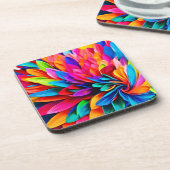 Levendige regenboogbloem Abstract Bier Onderzetter (Linkerzijde)