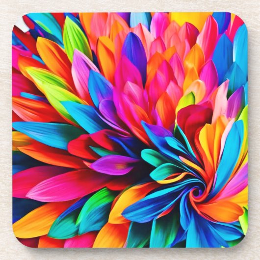 Levendige regenboogbloem Abstract Bier Onderzetter (Voorkant)