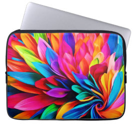 Levendige regenboogbloem Abstract Laptop Sleeve