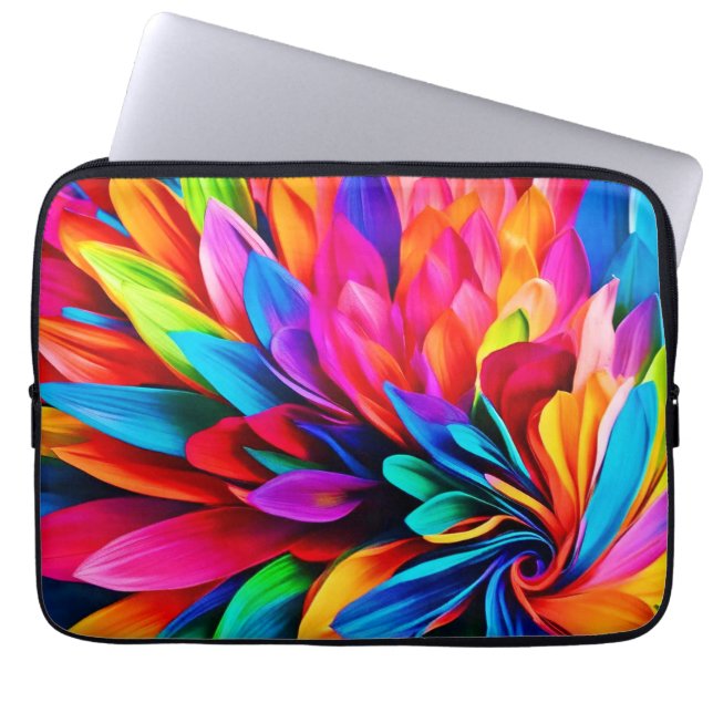 Levendige regenboogbloem Abstract Laptop Sleeve (Voorkant)