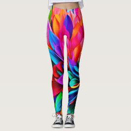 Levendige regenboogbloem Abstract Leggings