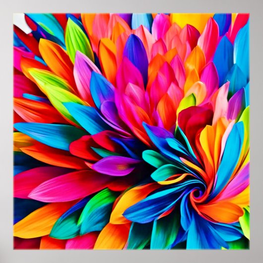 Levendige regenboogbloem Abstract Poster (Voorkant)