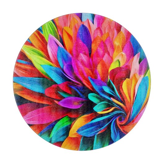 Levendige regenboogbloem Abstract Snijplank (Voorkant)