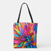 Levendige regenboogbloem Abstract Tote Bag (Achterkant)