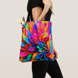 Levendige regenboogbloem Abstract Tote Bag