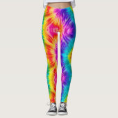 Levendige regenboogdas kleurstof leggings (Voorkant)