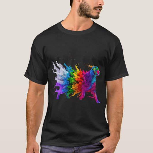 Levendige regenbooghond explosie t-shirt (Voorkant)