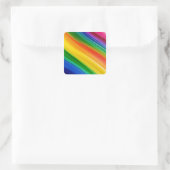 Levendige regenboogkleuren vierkante sticker (Tas)