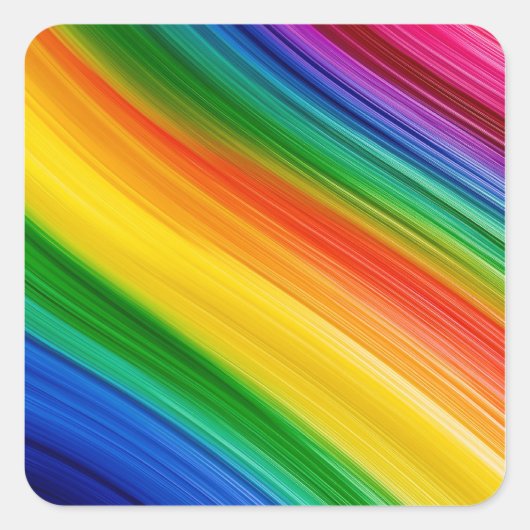 Levendige regenboogkleuren vierkante sticker (Voorkant)