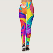 Levendige Regenboogkrullen Abstracte Kunst Leggings (Achterkant)