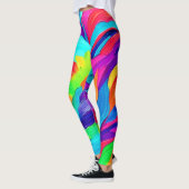 Levendige Regenboogkrullen Abstracte Kunst Leggings (Links)