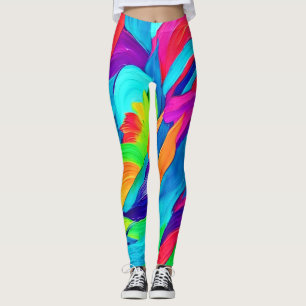 Levendige Regenboogkrullen Abstracte Kunst Leggings
