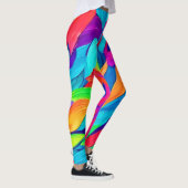 Levendige Regenboogkrullen Abstracte Kunst Leggings (Rechts)