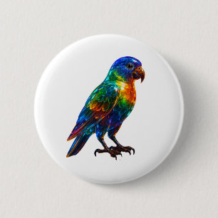 Levendige regenboogpapegaai kunst - kleurrijk glas ronde button 5,7 cm