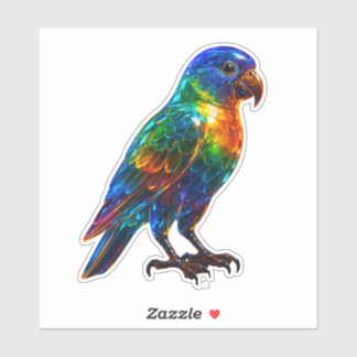 Levendige regenboogpapegaai kunst - kleurrijk glas sticker