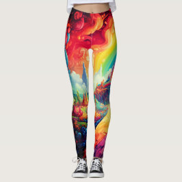 Levendige regenboogtafereel op een paar aangepaste leggings