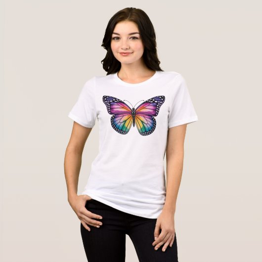 Levendige regenboogvlinder Tri-Blend shirt (Voorkant volledig)
