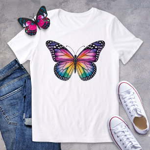 Levendige regenboogvlinder Tri-Blend shirt
