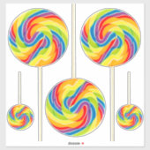 Levendige regenboogwervel lollystokjes stickers (Vel)