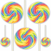 Levendige regenboogwervel lollystokjes stickers (Voorkant)