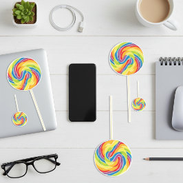 Levendige regenboogwervel lollystokjes stickers 