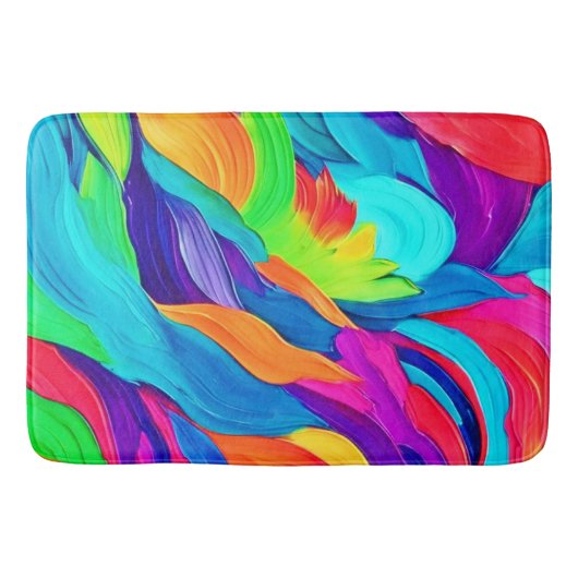 Levendige Regenboogwervelingen Abstracte Kunst Badmat (Voorkant)